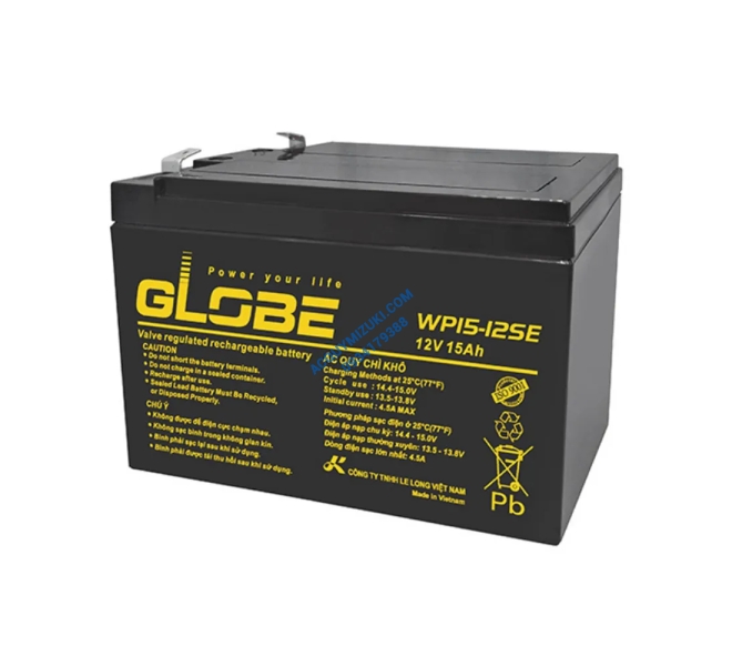 Bình ắc quy GLOBE 12V-15AH, GLOBE WP15-12SE