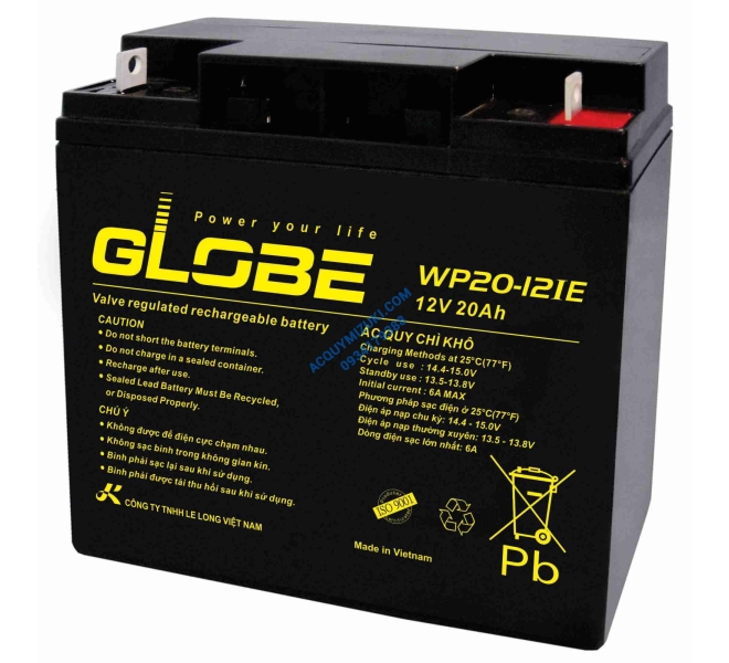 Bình ắc quy GLOBE 12V-20AH, GLOBE WP20-12IE