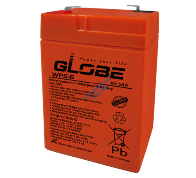 Bình ắc quy GLOBE 6V- 5AH, GLOBE WP5-6