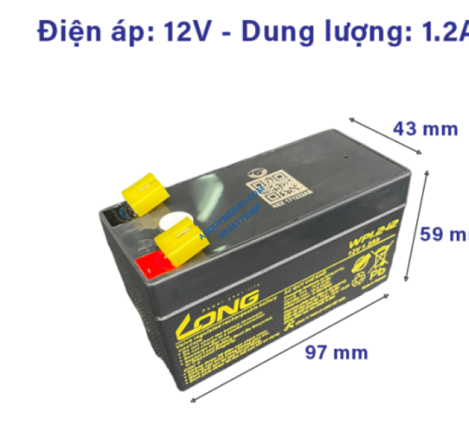 Bình ắc quy LONG 12V-1.2AH, LONG WP1.2-12, F1