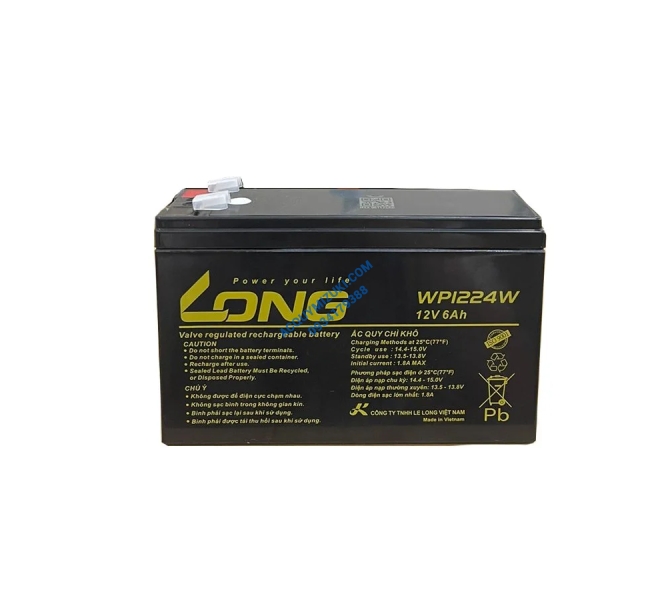 Bình ắc quy LONG 12V-6AH, LONG WP1224W, F2