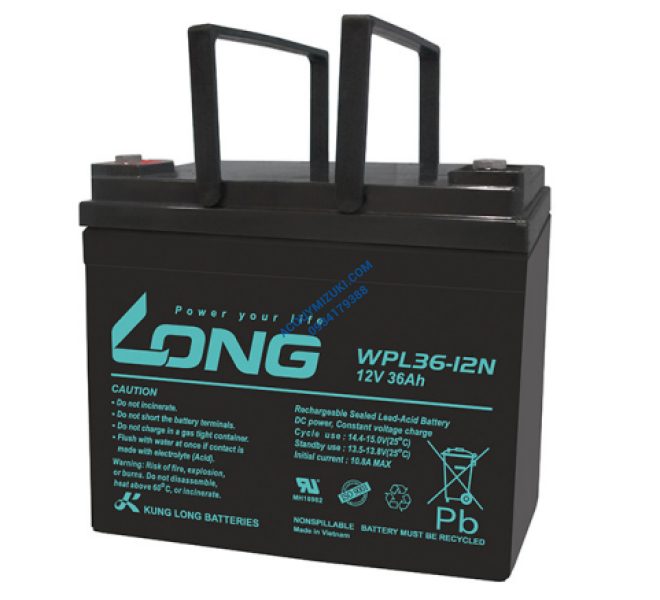 Bình ắc quy LONG WPL36-12N, F8-M6 12V 36AH CỌC VÍT