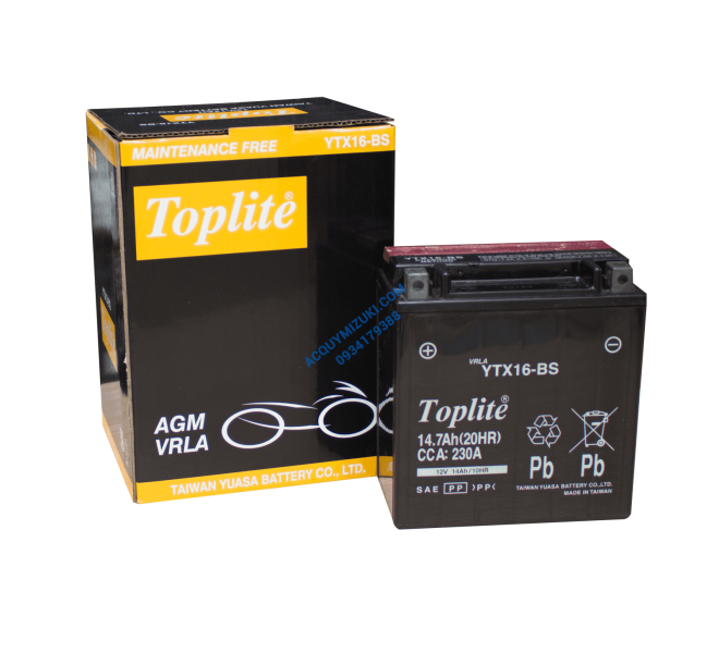 Bình ắc quy TOPLITE YTX16-BS 12V 14AH CCA 230A