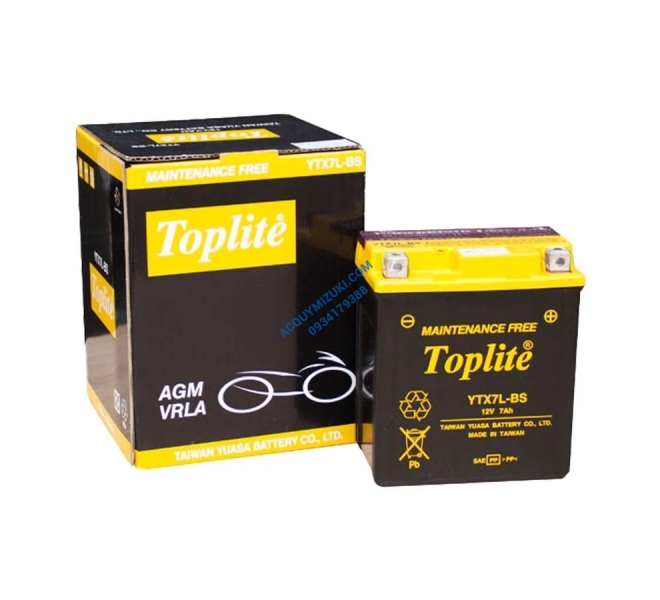 Bình ắc quy TOPLITE YTX7A-BS 12V 7AH CCA 100A