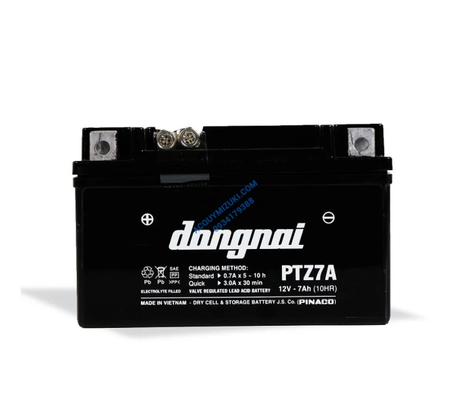 Bình ắc quy xe máy ĐỒNG NAI PTZ7A 12V 7AH