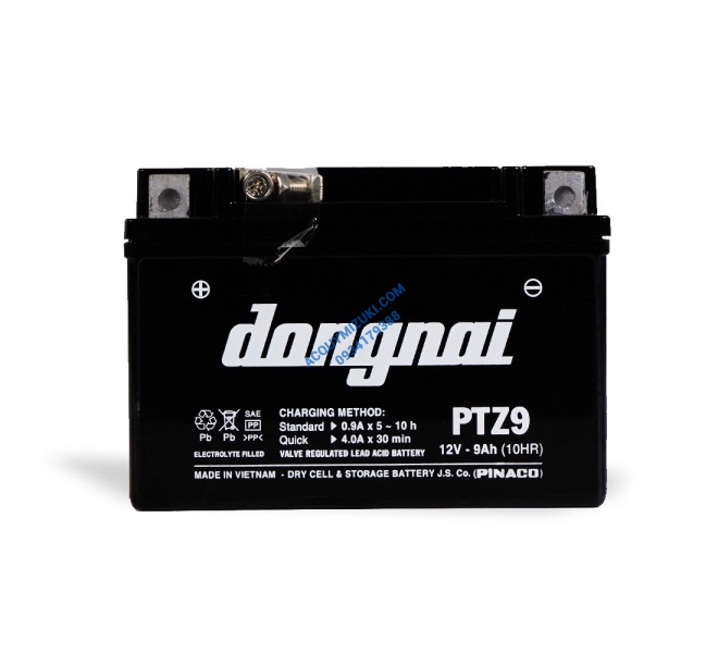 Bình ắc quy xe máy ĐỒNG NAI PTZ9 12V 9AH