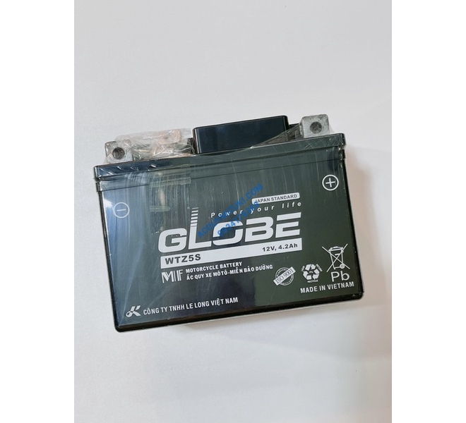 Bình ắc quy xe máy GLOBE WTZ5S 12V 4.2AH