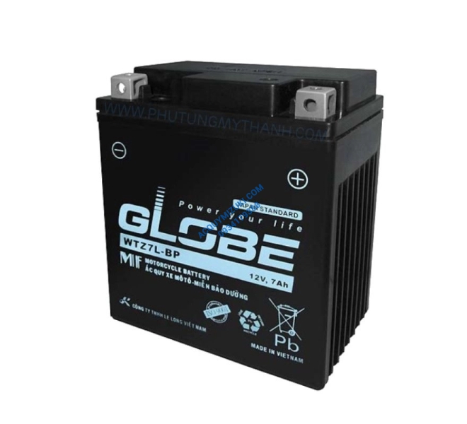 Bình ắc quy xe máy GLOBE WTZ7L-BP 12V 7AH