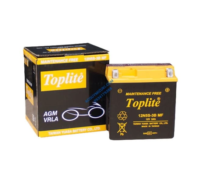 Bình ắc quy xe máy TOPLITE 12N5S-3B 12V 5AH