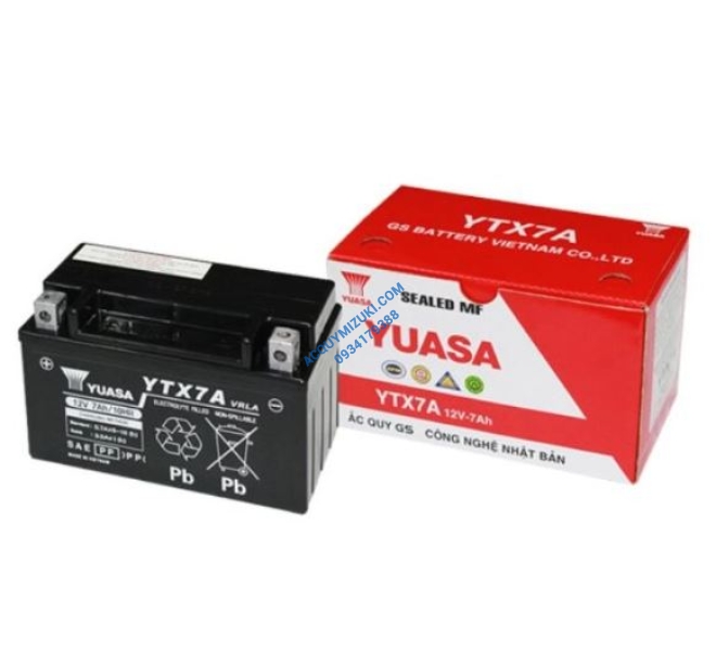 Bình ắc quy YUASA YTX7A 12V 7AH