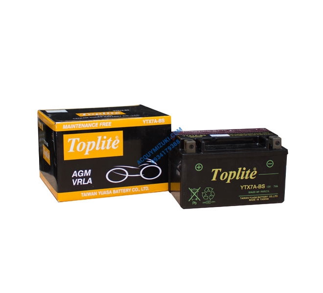 Bình ắc quy TOPLITE YTX7A-BS 12V 7AH CCA 100A